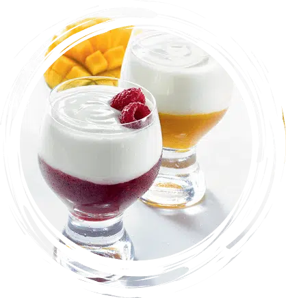 Yaourt sur lit de fruits bio - Mangue, framboise, myrtille