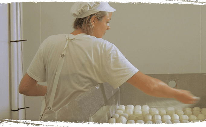 Salage à la main des fromages